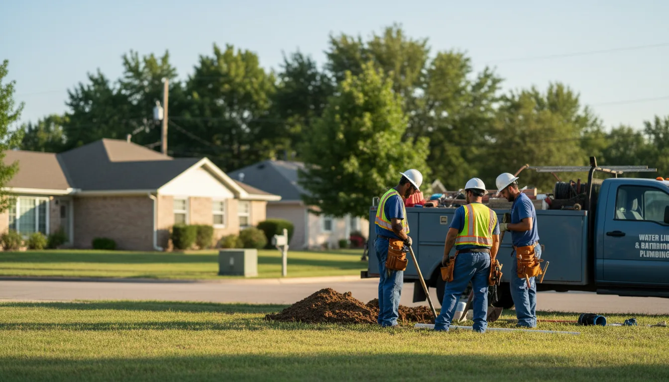 Residential water line and bathroom plumbing service in Porum, OK